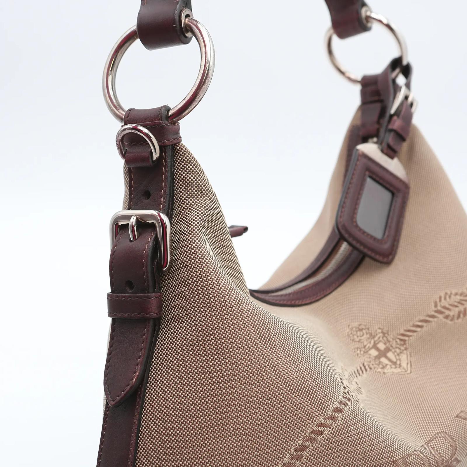 PRADA – BORSA HOBO IN CANAPA E PELLE - immagine 7