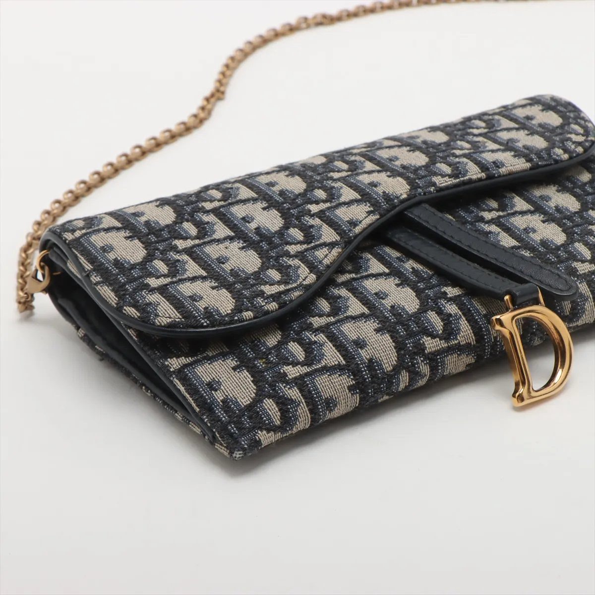 CHRISTIAN DIOR Saddle Pouch With Chain – Blue Dior Oblique Jacquard - immagine 2